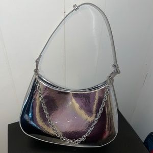 silver shoulder bag from urban outfitters